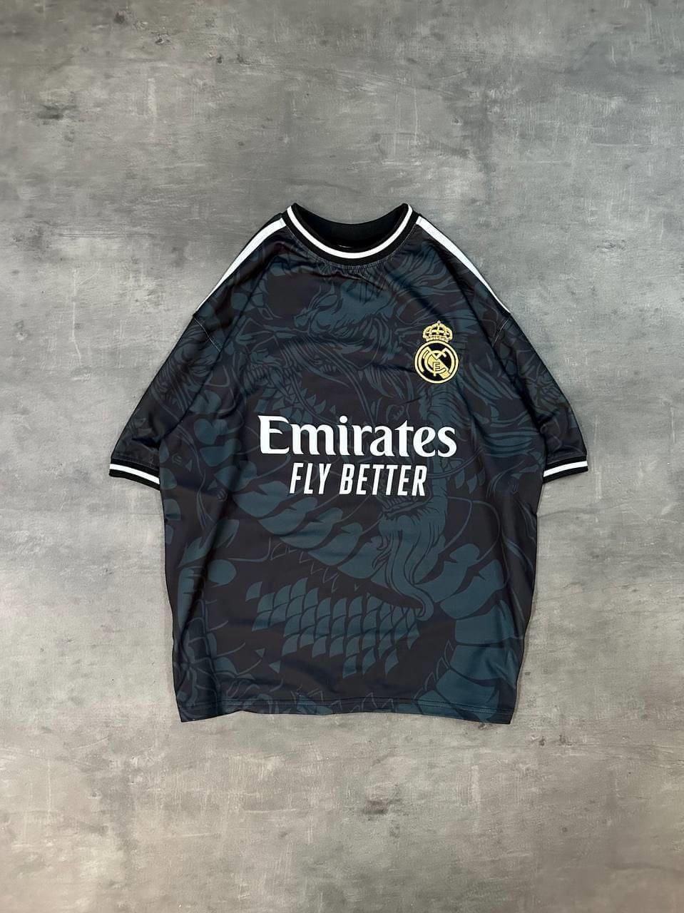 Real Madrid Dragon Print Oversized T-shirt - Premium 2-Thread Lycra Blend.