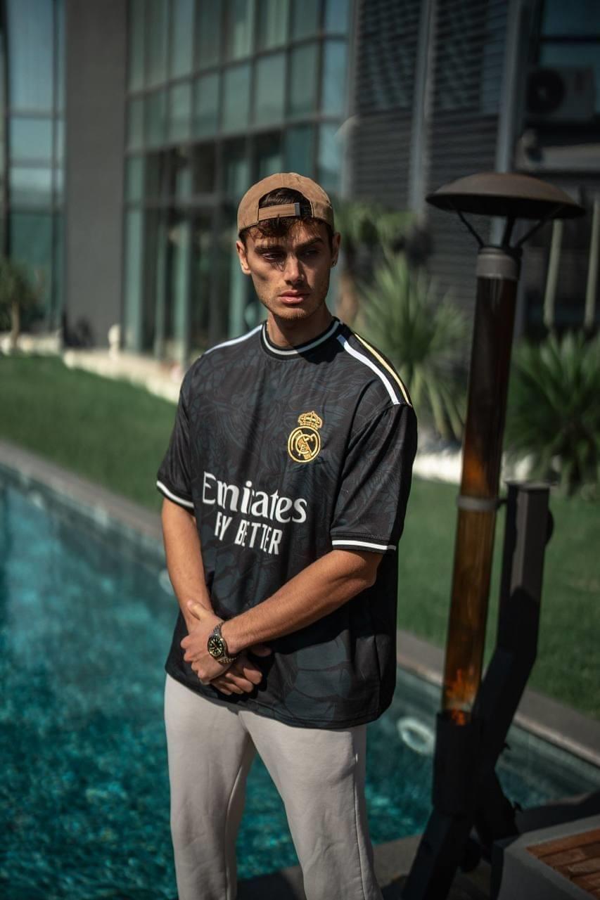 Real Madrid Dragon Print Oversized T-shirt - Premium 2-Thread Lycra Blend.