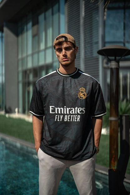 Real Madrid Dragon Print Oversized T-shirt - Premium 2-Thread Lycra Blend