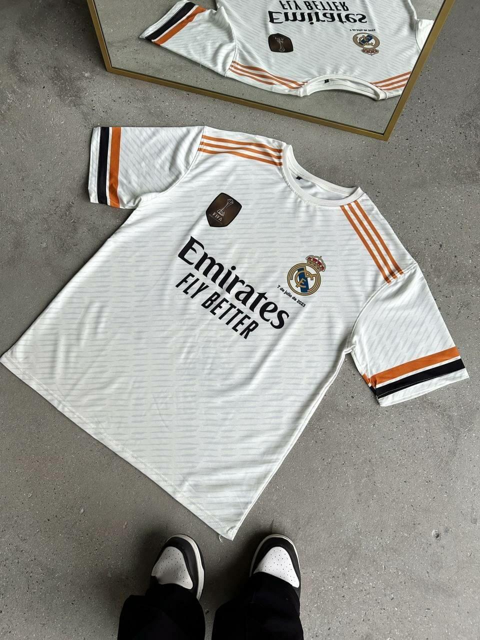 Real Madrid Oversized T-shirt with Logo - Lycra Blend Fabric for Comfort.