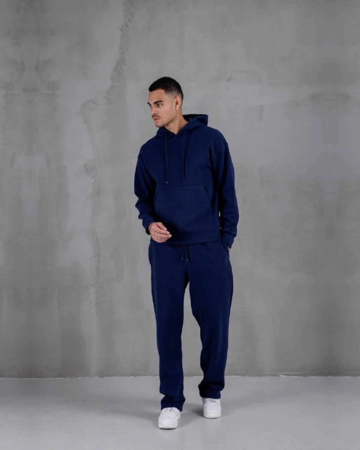 Recycled Knit Oversized Hoodie in navy, photo 1