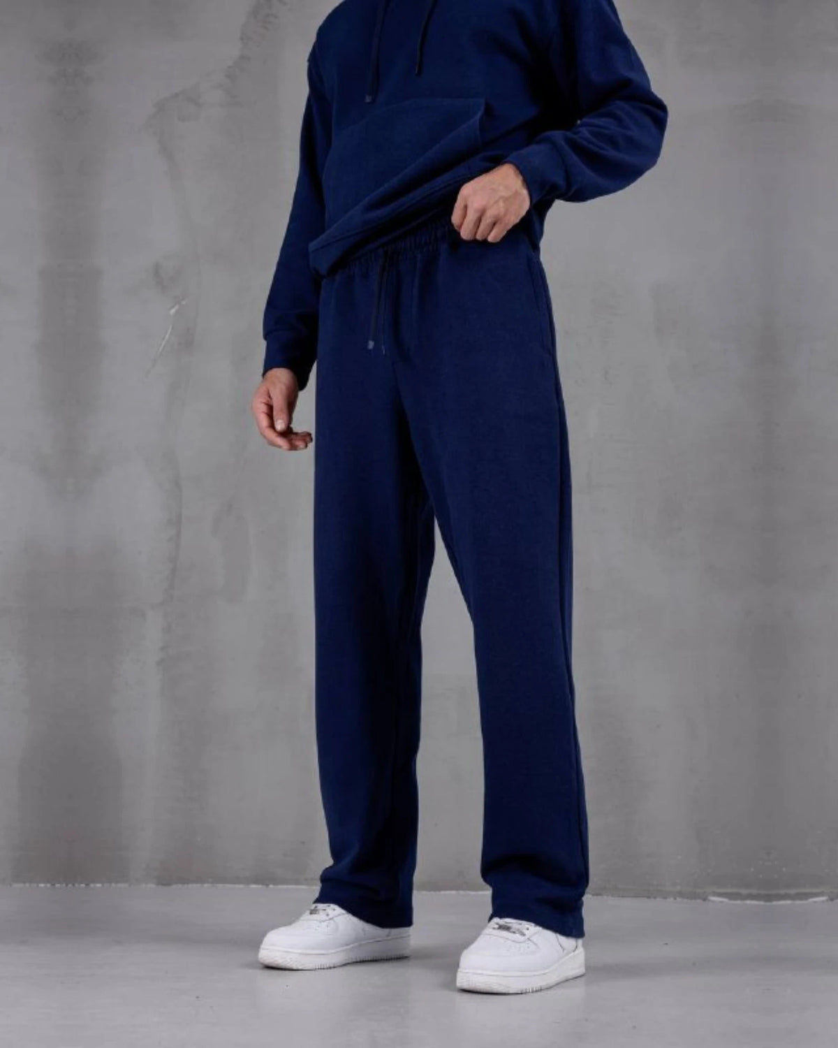 Recycled Knit Baggy Jogger Pants in navy, photo 3