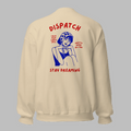 Sand beige crewneck sweatshirt with retro Dispatch Stay Dreaming graphic print on the back