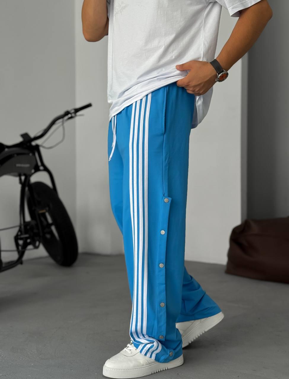 Unisex Oversize Tearaway Track Pants with Side Stripes – Black