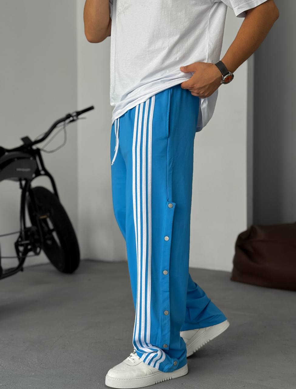 Unisex Oversize Tearaway Track Pants with Side Stripes