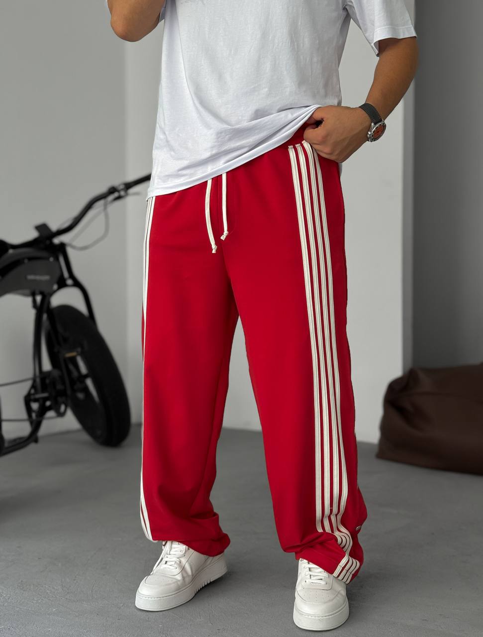Unisex Oversize Tearaway Track Pants with Side Stripes