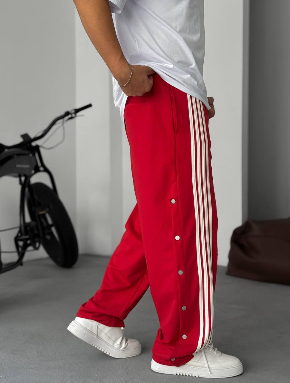 Unisex Oversize Tearaway Track Pants with Side Stripes – Black