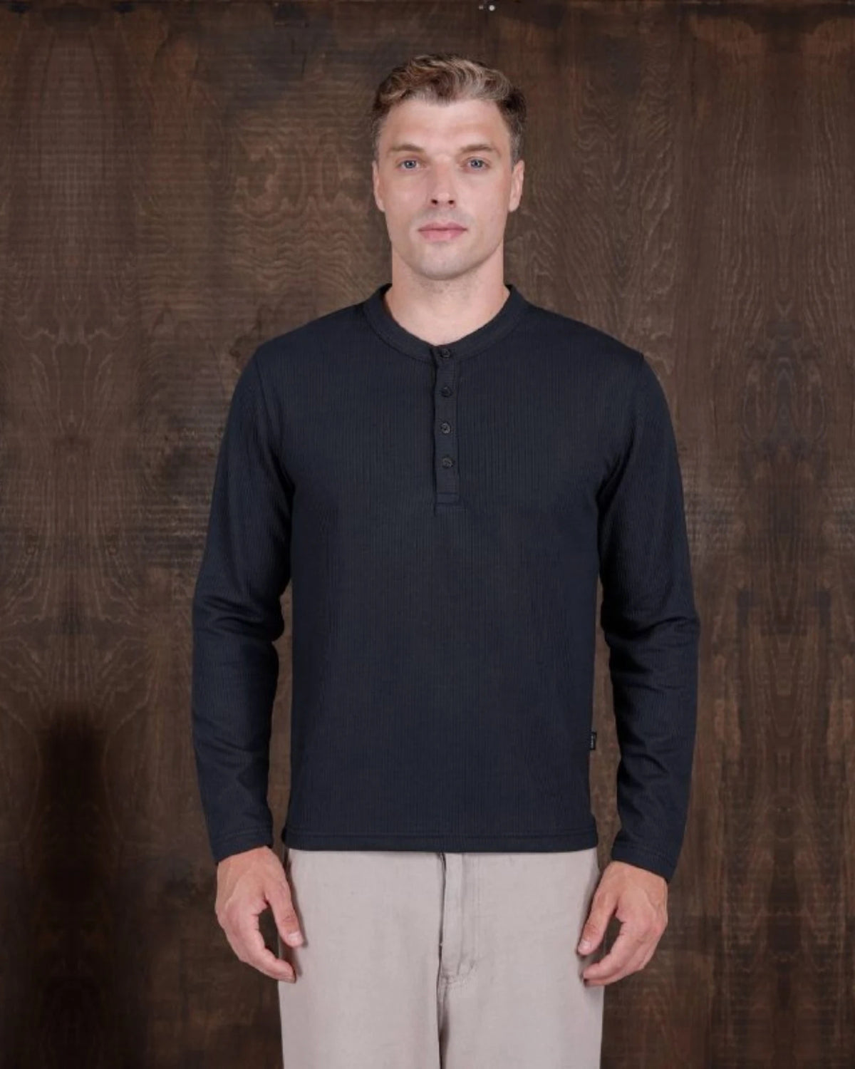 Ribbed Henley Sweatshirt in anthracite, photo 1