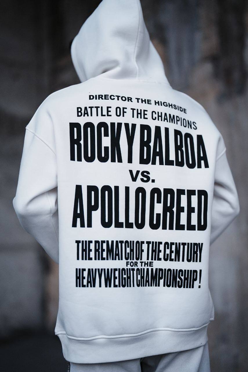 Oversize 'Rocky Balboa vs. Apollo Creed' Graphic Hoodie - Boxing Match Sweatshirt