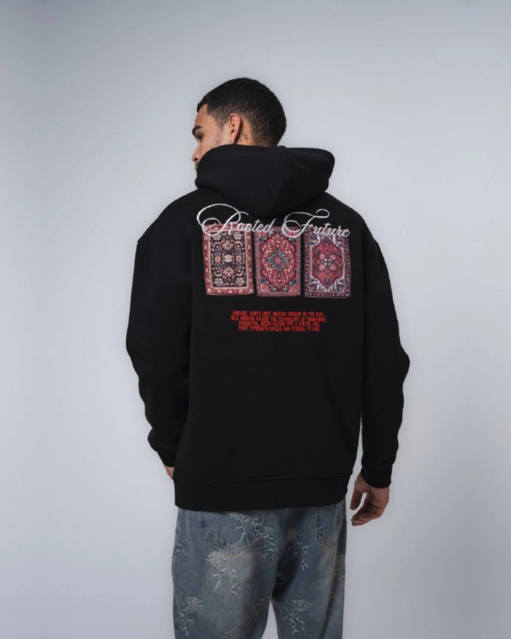 Rooted Future Oversized Hoodie in black, photo 1