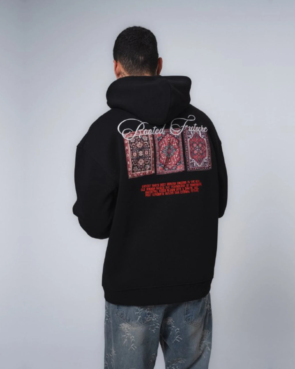 Rooted Future Oversized Hoodie in black, photo 2