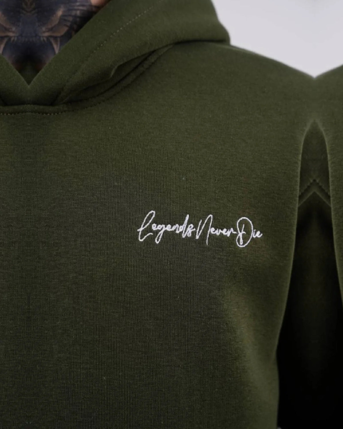 Sabr Arabic Calligraphy Oversized Hoodie in olive green, photo 6