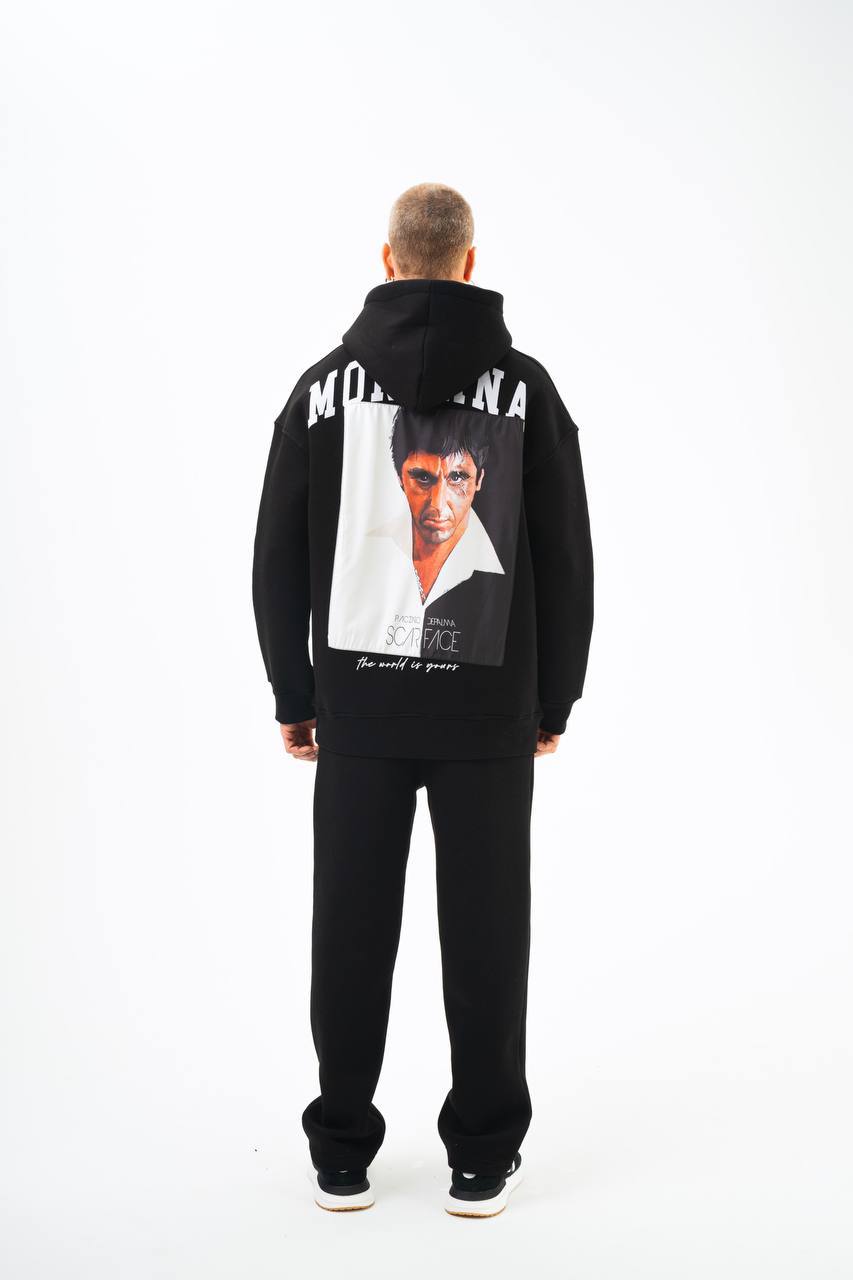 Oversize 'Scarface' Hoodie - Tony Montana Graphic Sweatshirt 'The World is Yours'