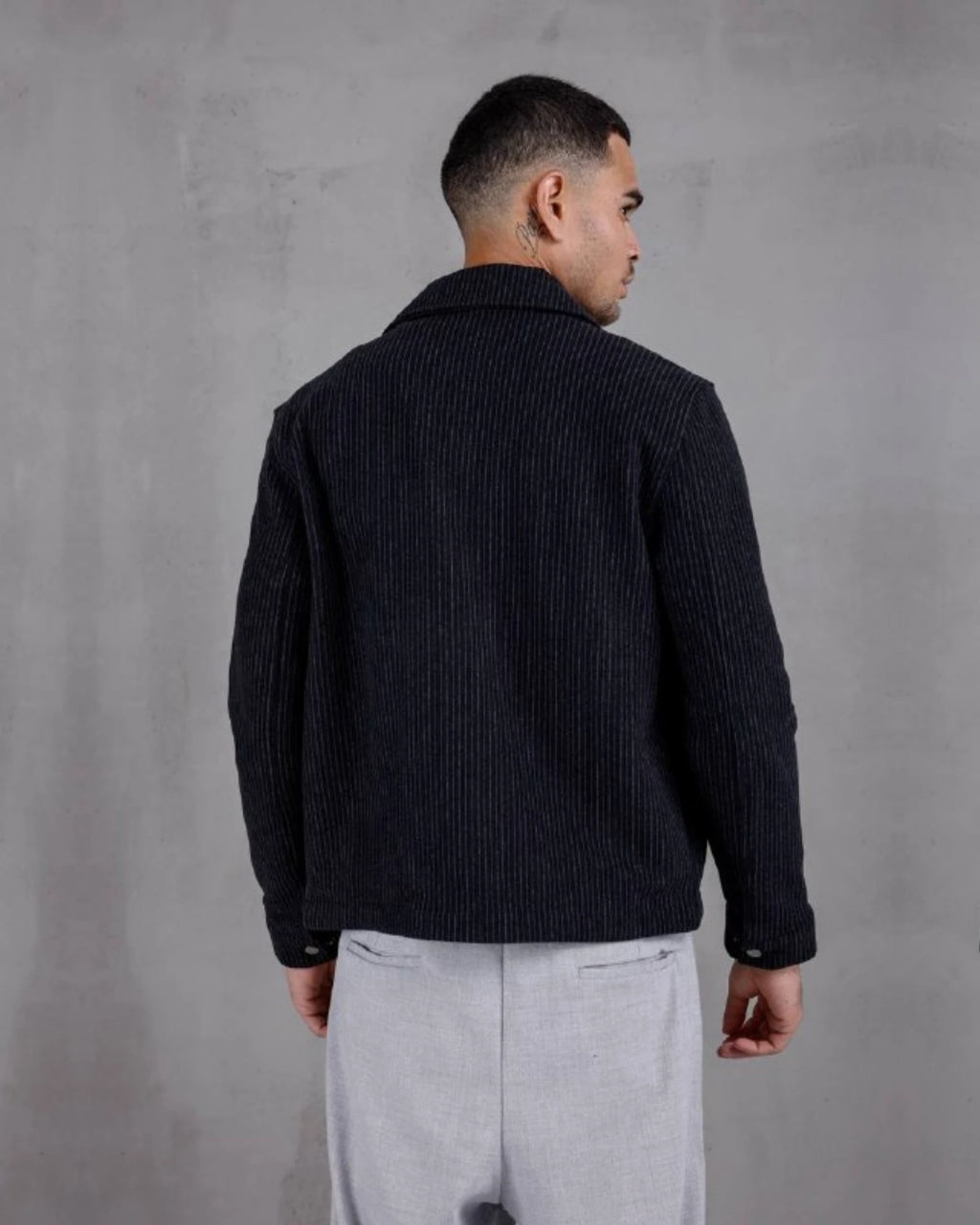 Recycled Knit Snap Button Shirt Jacket in black, photo 2