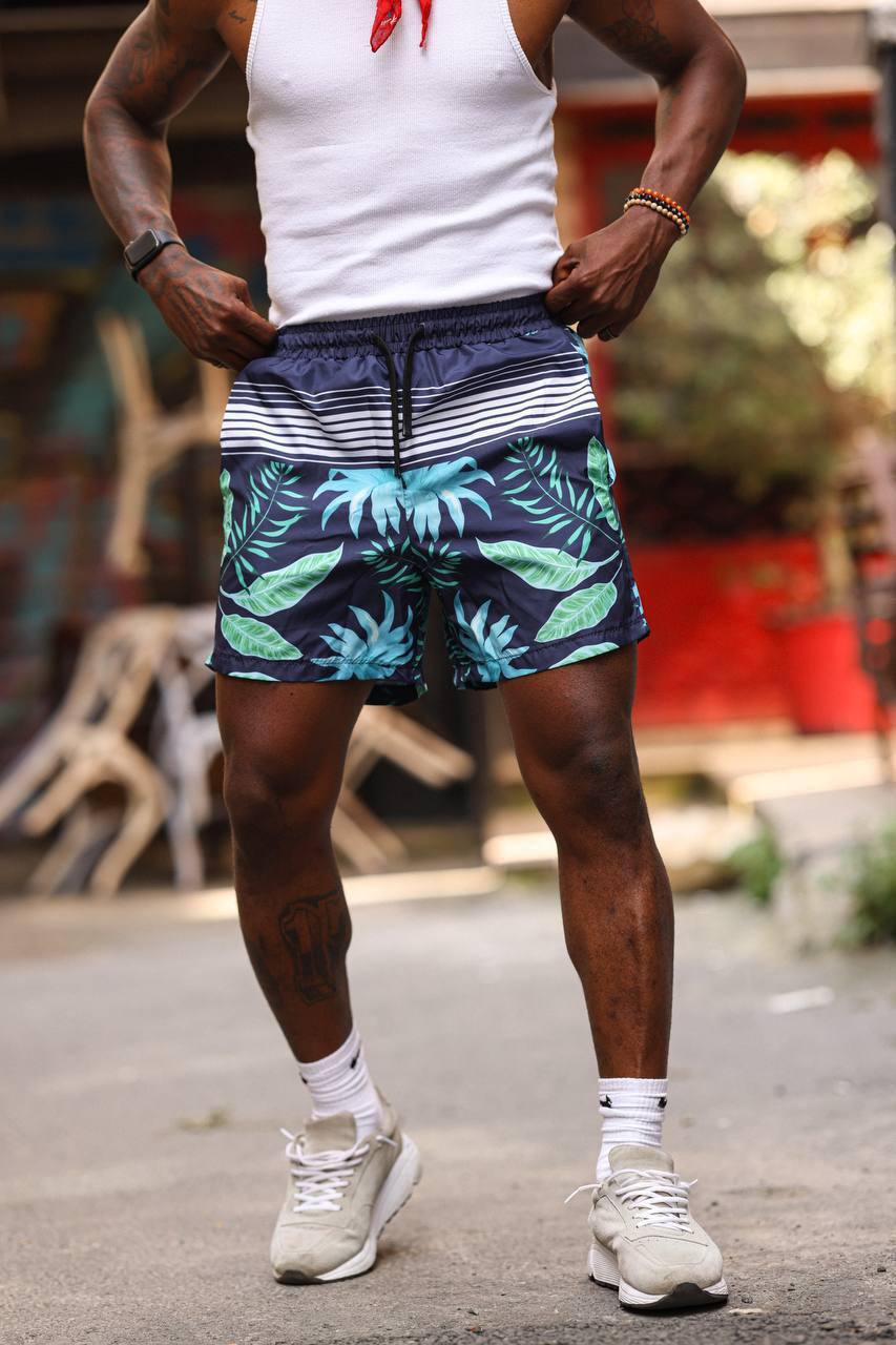 Oceanic Bloom Quick-Dry Men's Shorts – Tropical Print Performance for Summer Days