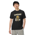 Summerween Skeleton and Trophy Graphic Unisex Garment-Dyed Heavyweight T-Shirt – Black, front view
