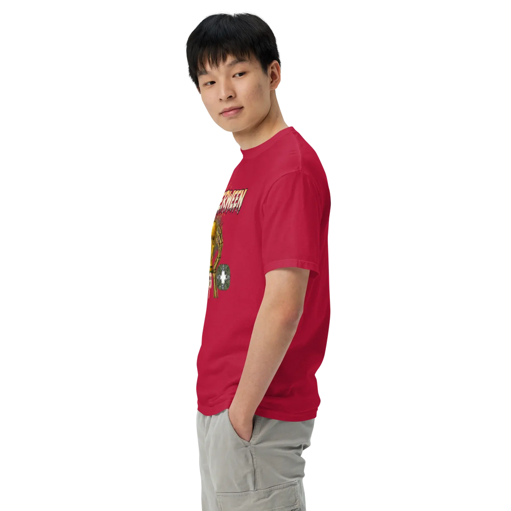 Summerween Skeleton and Trophy Graphic Unisex Garment-Dyed Heavyweight T-Shirt.