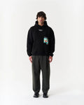 Van Gogh Wheatfield Paradise Oversized Hoodie in Black - front view