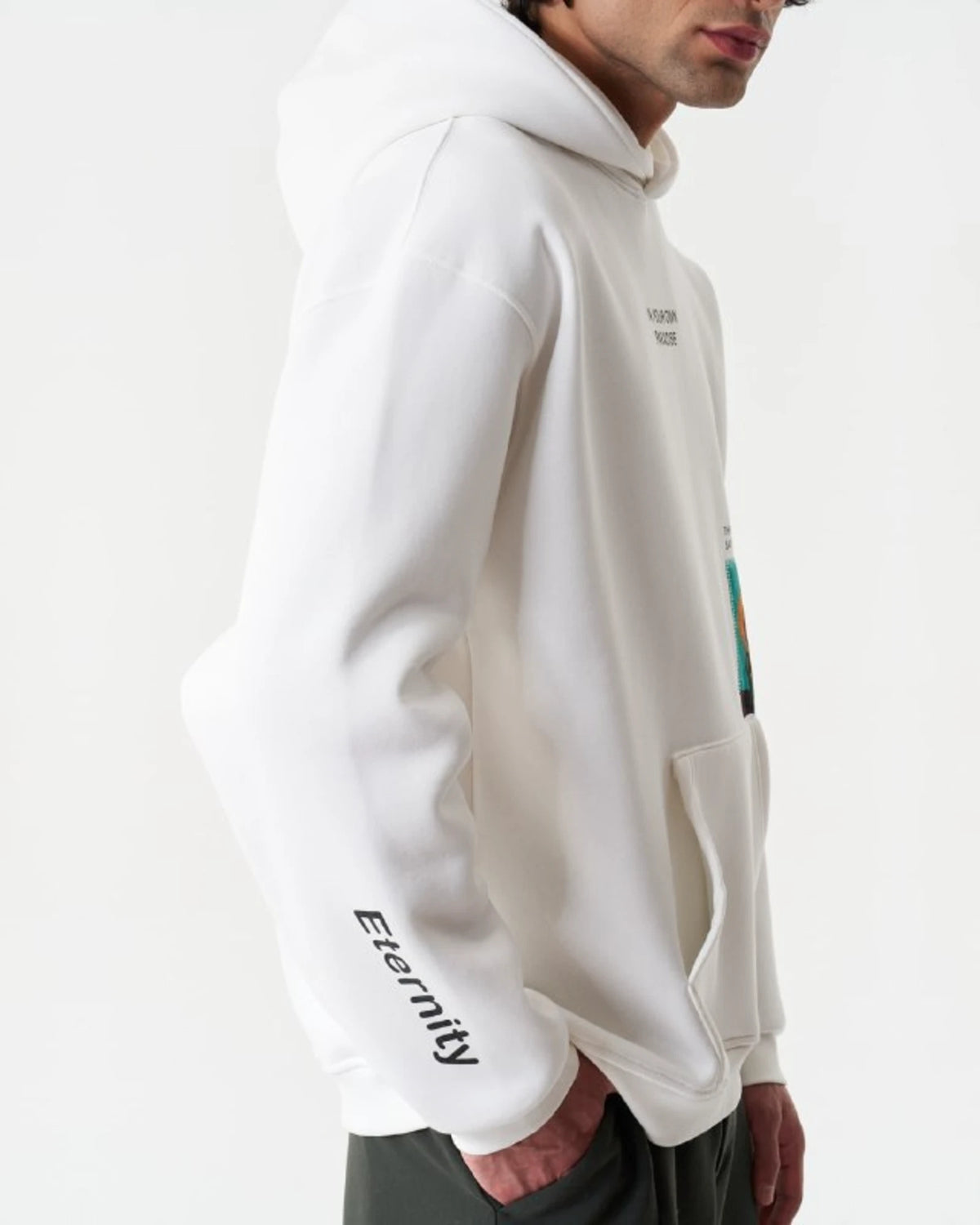 Van Gogh Wheatfield Paradise Oversized Hoodie in White - detail