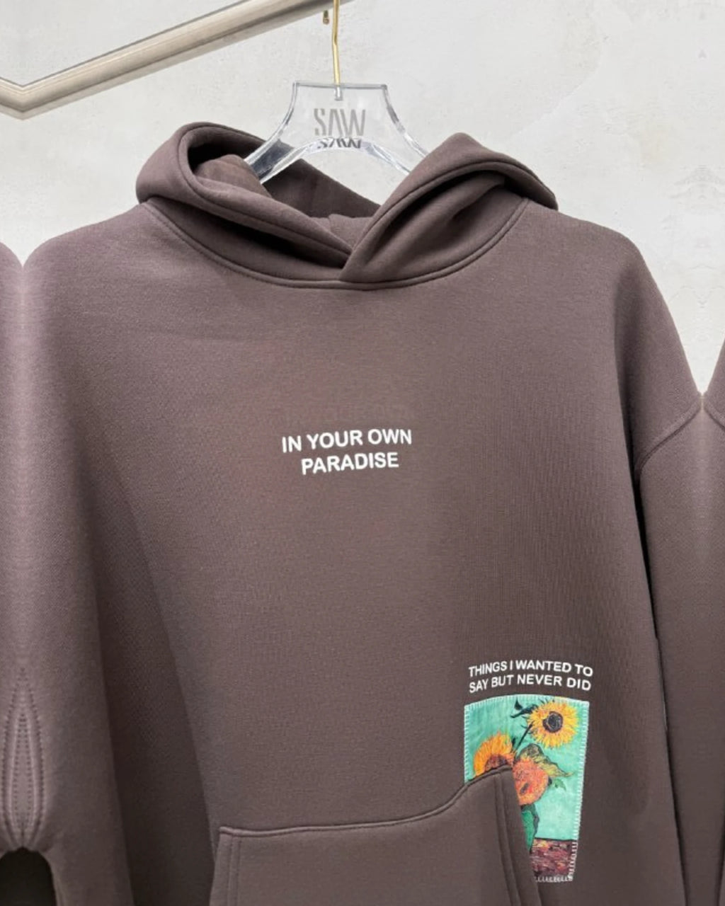 Van Gogh Wheatfield Paradise Oversized Hoodie in Brown - detail