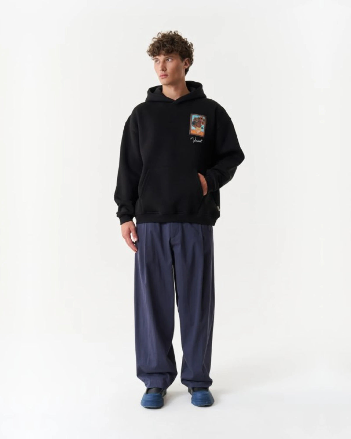 Van Gogh Painter Collage Oversized Hoodie in Black - front view