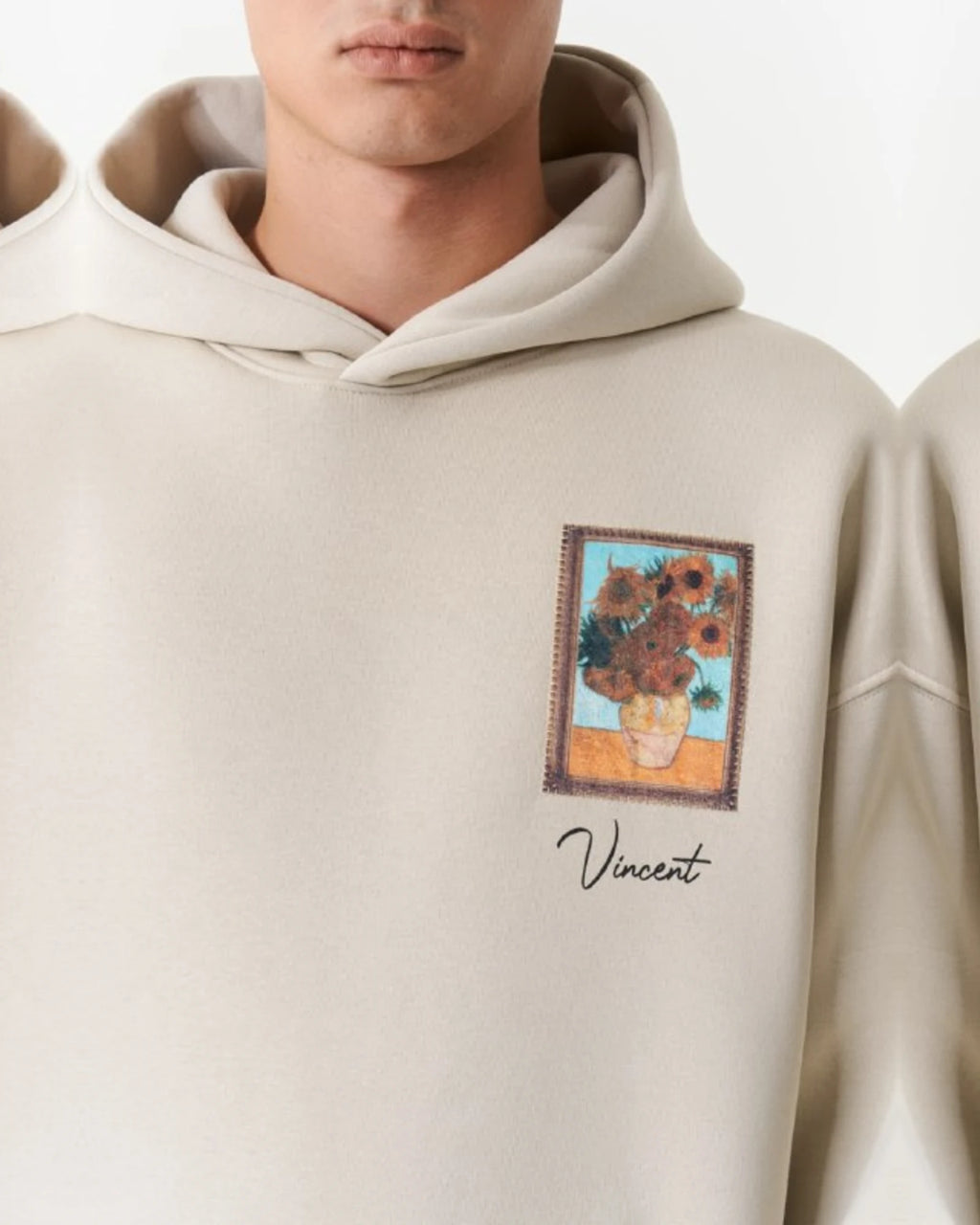 Van Gogh Painter Collage Oversized Hoodie in Beige - detail