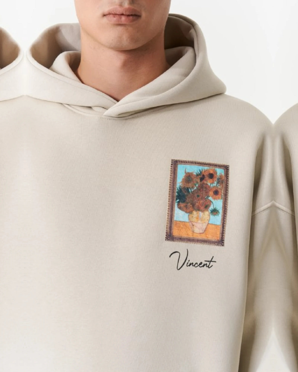 Van Gogh Painter Collage Oversized Hoodie in Beige - detail