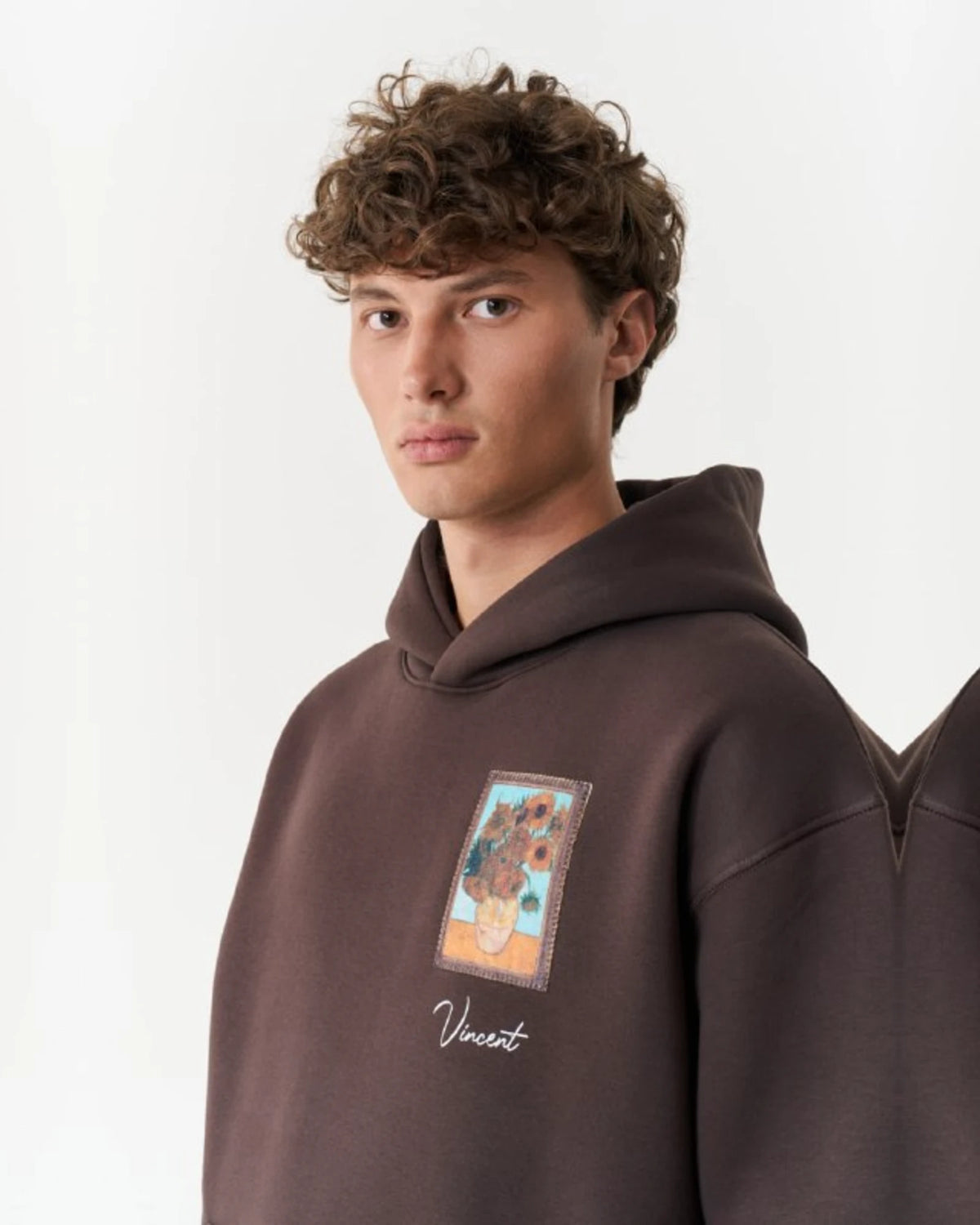 Van Gogh Painter Collage Oversized Hoodie in Brown - detail