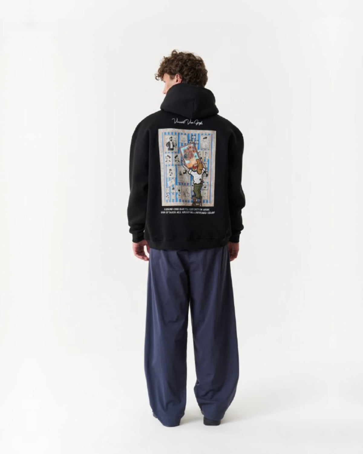 Van Gogh Painter Collage Oversized Hoodie in Black - back view