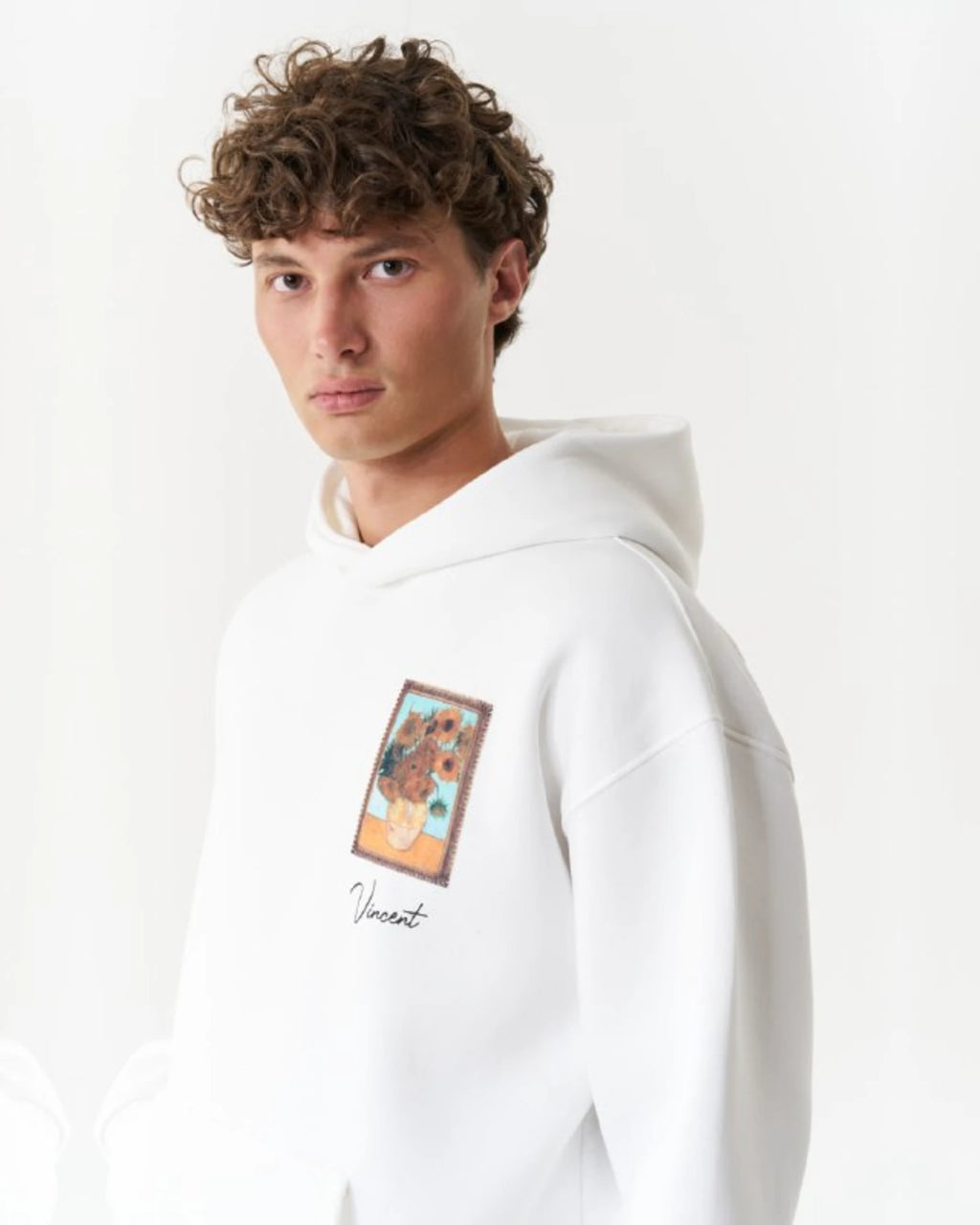Van Gogh Painter Collage Oversized Hoodie in White - detail