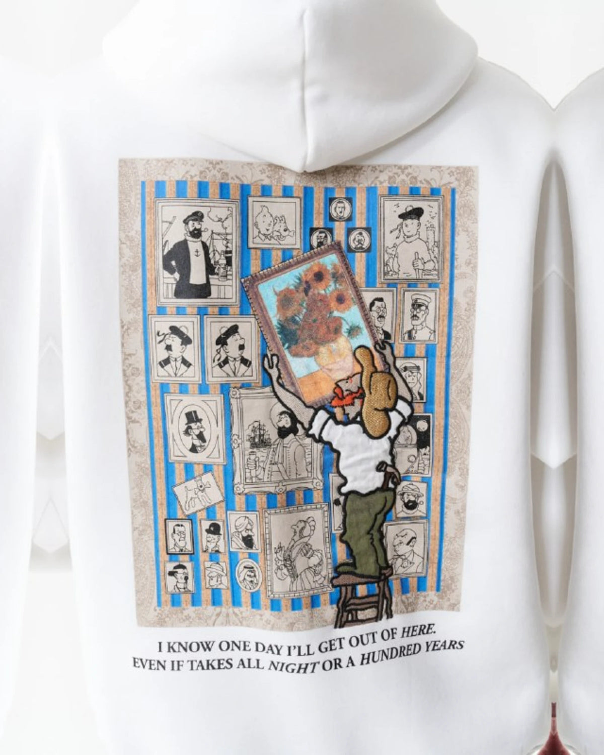 Van Gogh Painter Collage Oversized Hoodie in White - back view