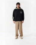 Threads of Majesty Ornamental Oversized Hoodie in Black - front view