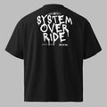 Men's black oversized organic cotton t-shirt with System Override back graphic print