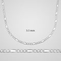 Men's 3.5 mm figaro chain necklace in 925 sterling silver