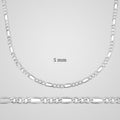 Men's 5 mm figaro chain necklace in 925 sterling silver
