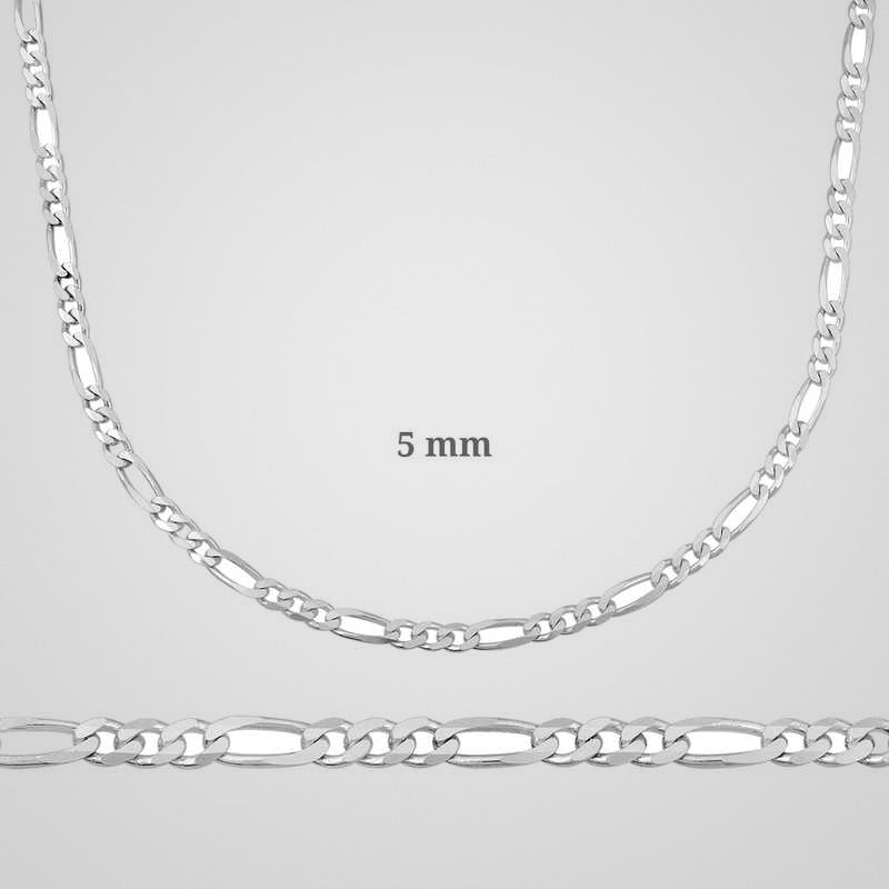 Men's 5 mm figaro chain necklace in 925 sterling silver