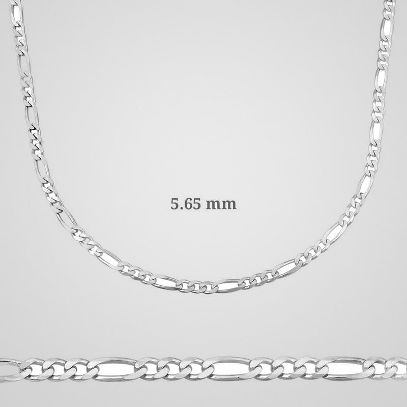 Men's 5.65 mm figaro chain necklace in 925 sterling silver