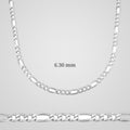 Men's 6.3 mm figaro chain necklace in 925 sterling silver