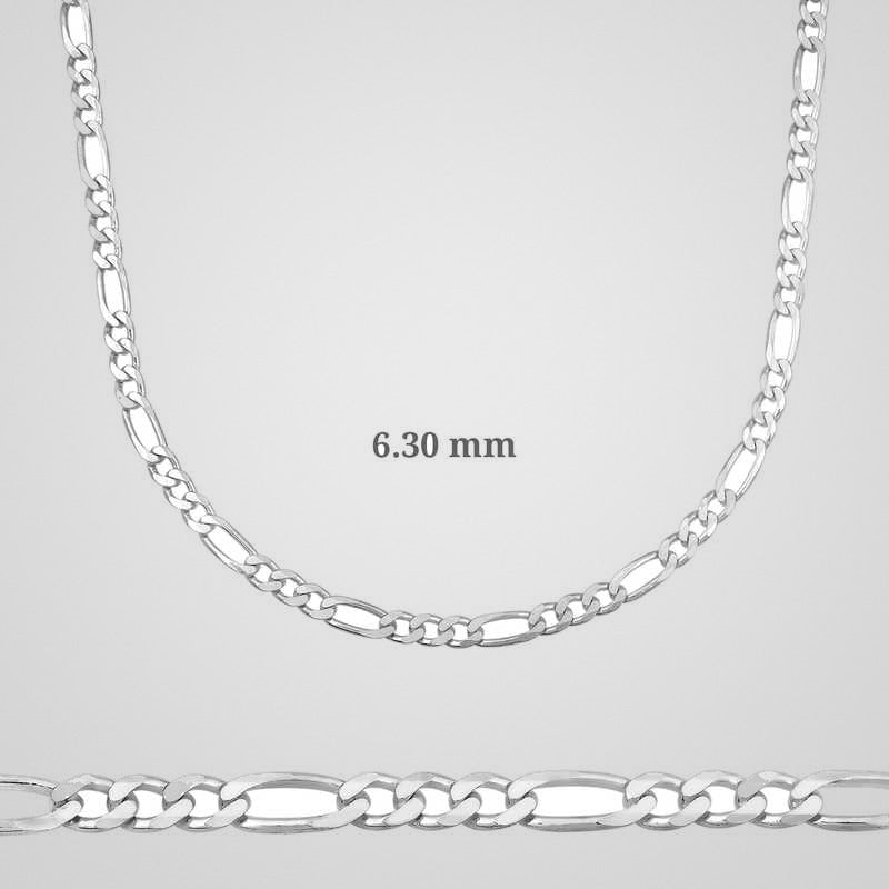 Men's 6.3 mm figaro chain necklace in 925 sterling silver