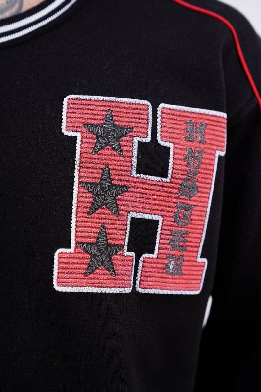 Hysteria 74 Varsity Oversized Sweatshirt in Black - detail