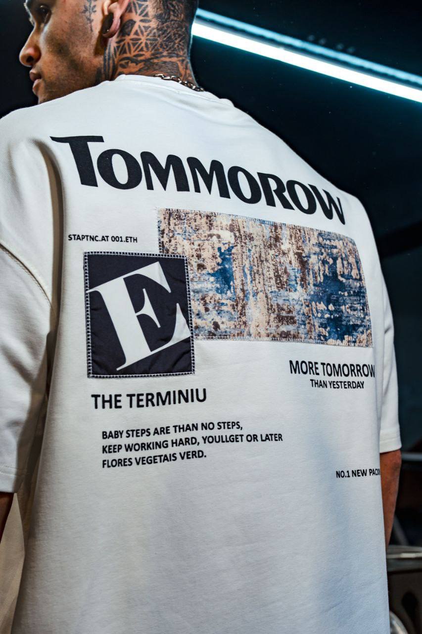 Men's Oversize 'TOMMOROW' Graphic Tee - Abstract Streetwear Shirt