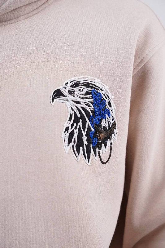 Blue Eagle Wings Graphic Oversized Hoodie in Beige - detail