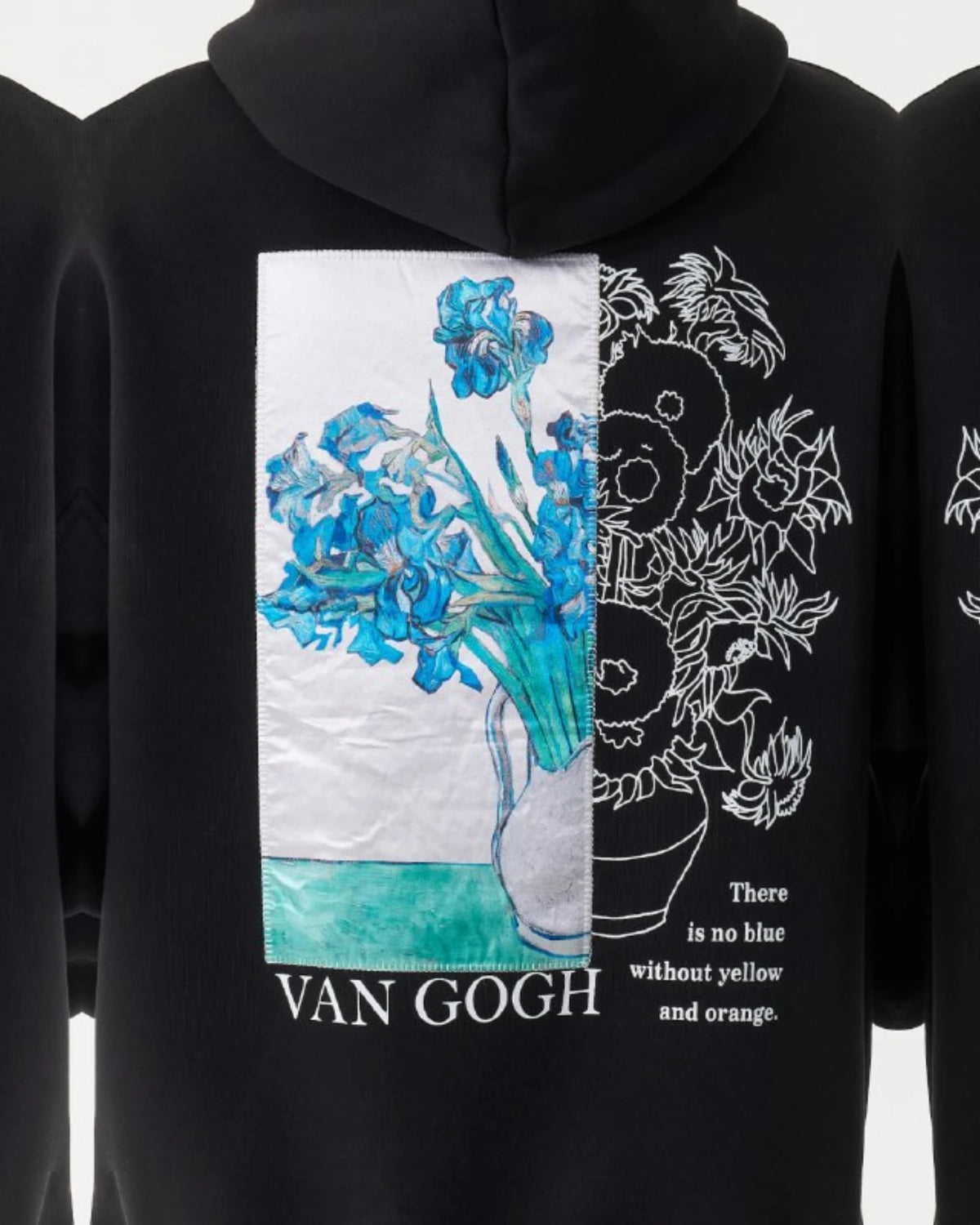 Van Gogh Irises Art Oversized Hoodie in black, photo 3