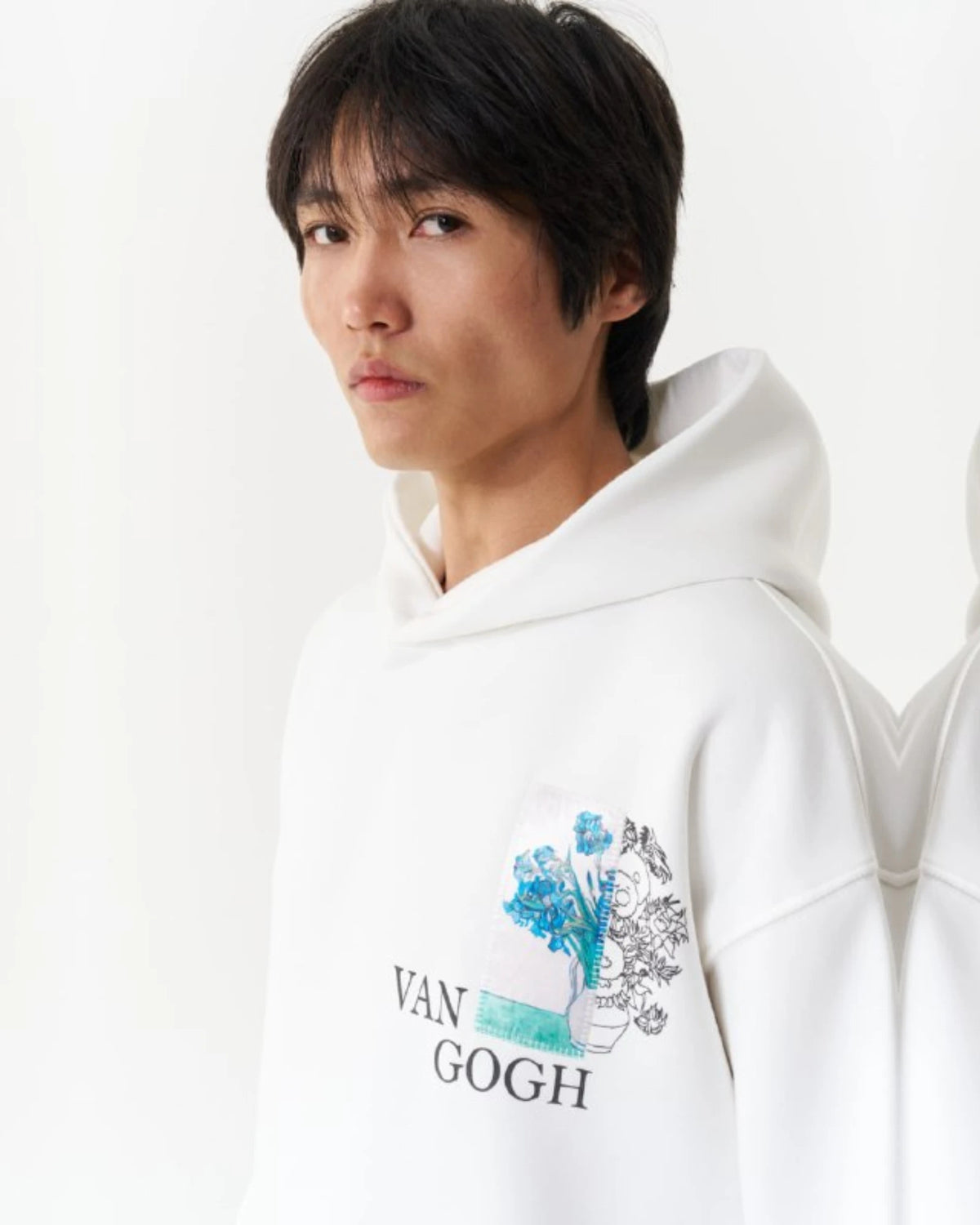 Van Gogh Irises Art Oversized Hoodie in white, photo 2