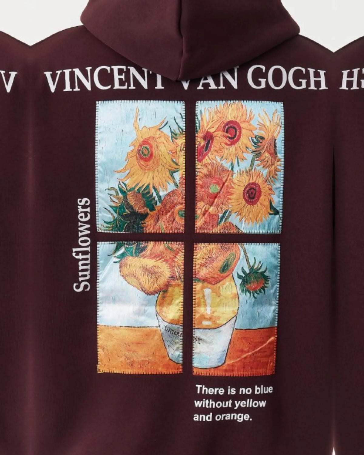 Van Gogh Sunflowers Art Oversized Hoodie in burgundy, photo 3