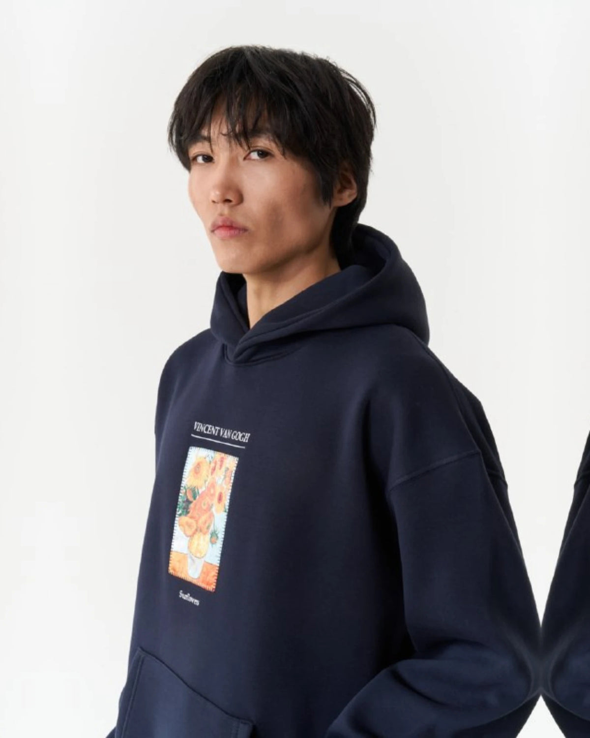 Van Gogh Sunflowers Art Oversized Hoodie in navy, photo 2