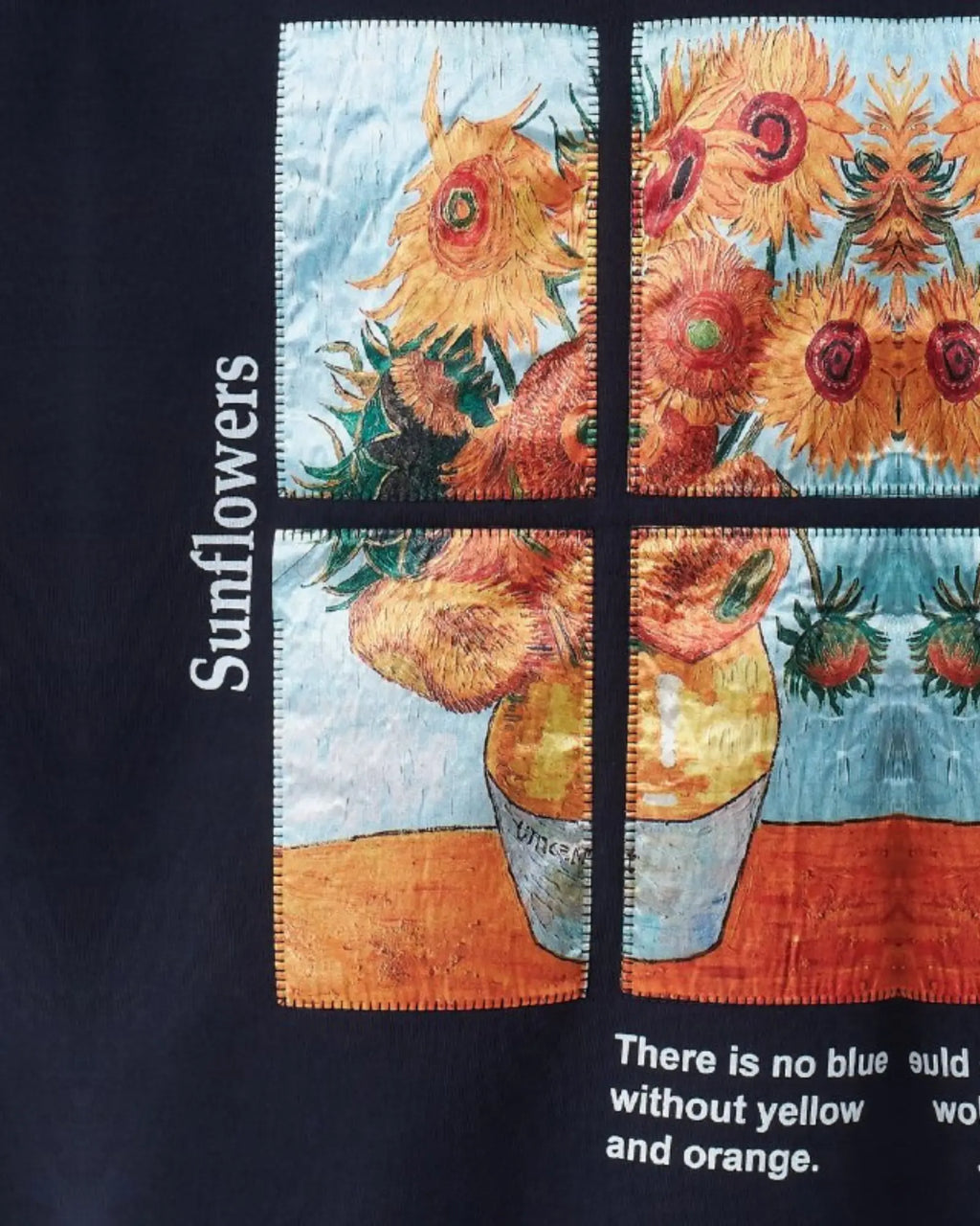 Van Gogh Sunflowers Art Oversized Hoodie in navy, photo 3