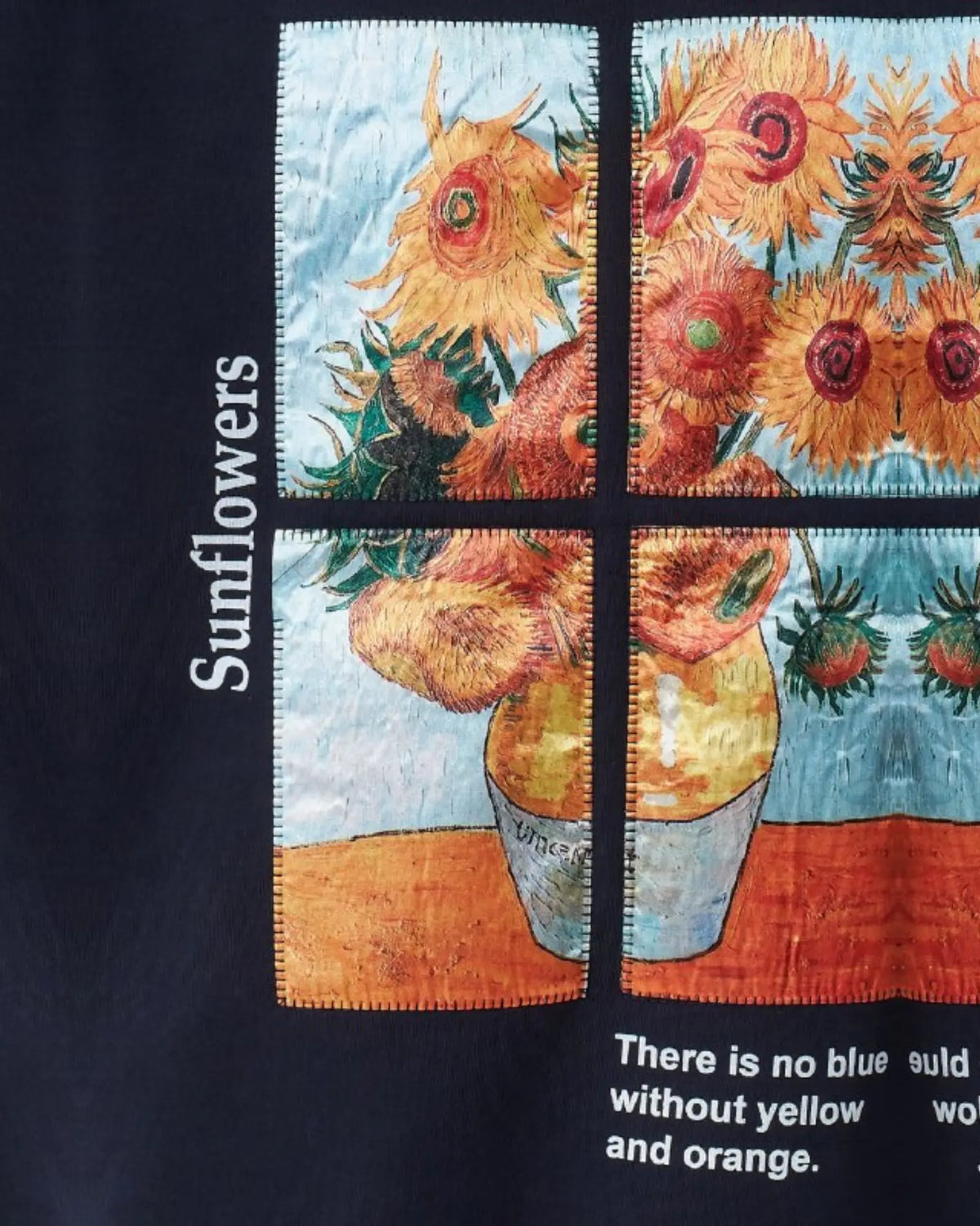 Van Gogh Sunflowers Art Oversized Hoodie in navy, photo 3