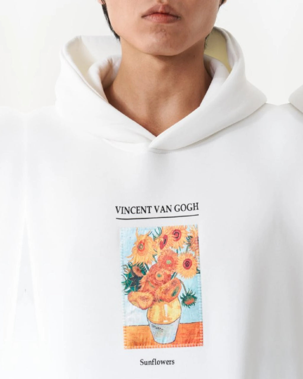 Van Gogh Sunflowers Art Oversized Hoodie in white, photo 2