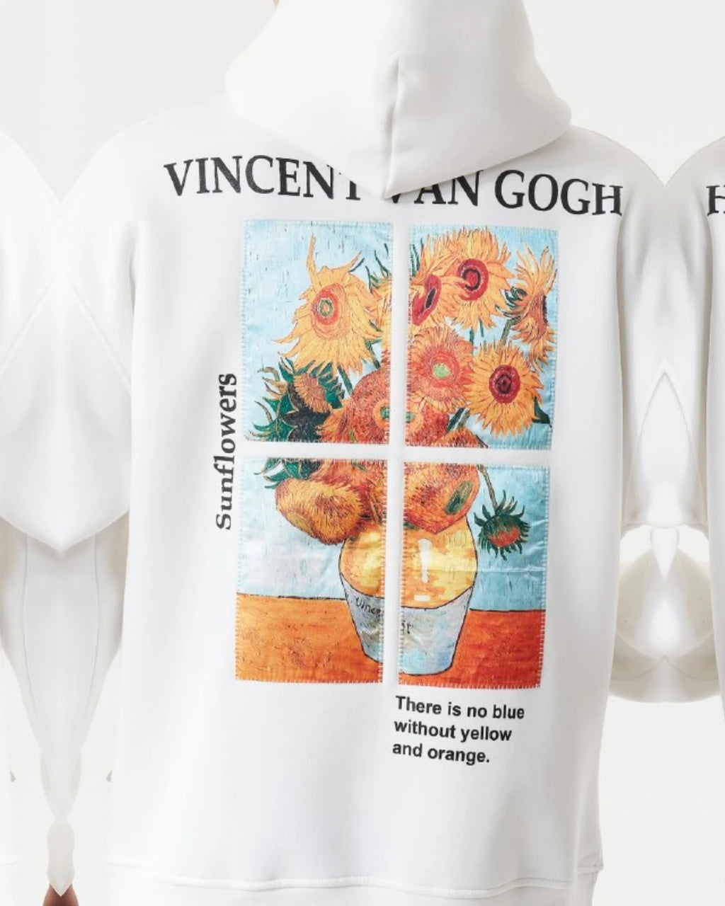 Van Gogh Sunflowers Art Oversized Hoodie in white, photo 3